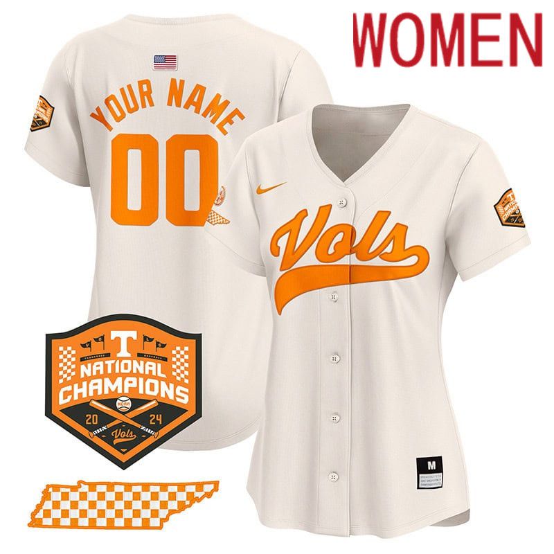 Women Tennessee Volunteers Cream 2024 Nike Champions Vapor Premier Limited Custom NCAA Jersey->customized nfl jersey->Custom Jersey